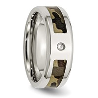 Chisel Stainless Steel Polished Band with CZ Printed Brown Camo Under Rubber 8mm view 5
