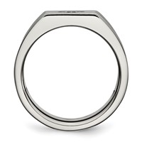 Chisel Stainless Steel Polished Ring with CZ view 2