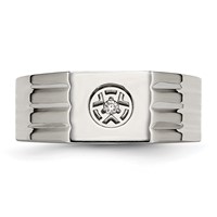 Chisel Stainless Steel Polished Ring with CZ view 4