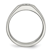 Chisel Stainless Steel Brushed and Polished Ring with CZ view 2
