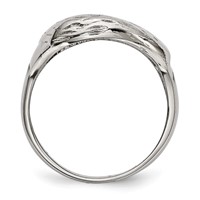 Chisel Stainless Steel Polished and Textured Black Enameled Eagle Ring view 2