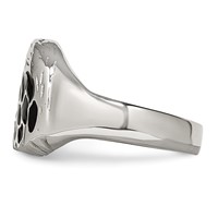 Chisel Stainless Steel Polished and Textured Black Enameled Eagle Ring view 3