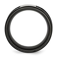 Stainless Steel Polished Black IP-plated Band with Rubber Inlay 10mm view 2