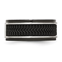 Stainless Steel Polished Black IP-plated Band with Rubber Inlay 10mm view 3