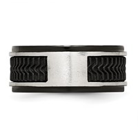 Stainless Steel Polished Black IP-plated Band with Rubber Inlay 10mm view 4