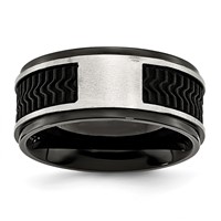 Stainless Steel Polished Black IP-plated Band with Rubber Inlay 10mm view 5