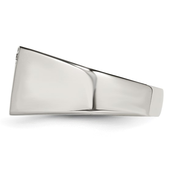 Stainless Steel Polished w/CZ Signet Ring