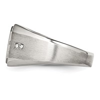 Chisel Stainless Steel Brushed and Polished Ring with Black Enamel CZ view 3