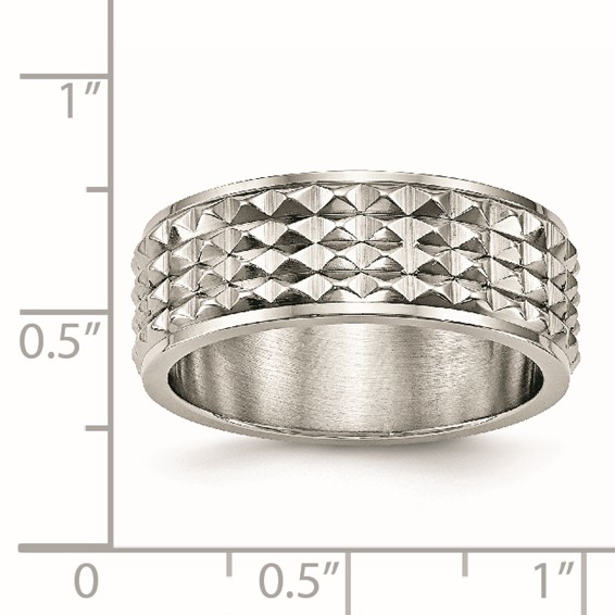 Chisel Stainless Steel Polished 8mm Studded Band