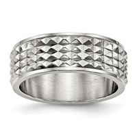 Chisel Stainless Steel Polished 8mm Studded Band view 1