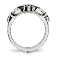 Chisel Stainless Steel Antiqued Love, Loyalty, Friendship Claddagh Hinged Ring view 2