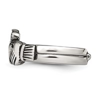 Chisel Stainless Steel Antiqued Love, Loyalty, Friendship Claddagh Hinged Ring view 3