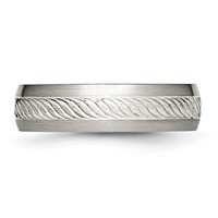 Stainless Steel Band with Sterling Silver Inlay Brushed Diamond Cut 6mm view 3