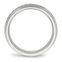 Stainless Steel Band with Sterling Silver Braid Inlay Brushed Polished 6mm view 2
