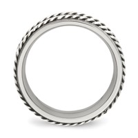 Stainless Steel Band with Sterling Silver Double Twisted Brushed 8mm view 2