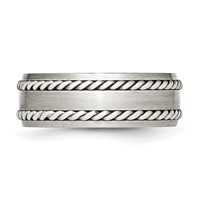 Stainless Steel Band with Sterling Silver Double Twisted Brushed 8mm view 3