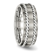 Stainless Steel Band with Sterling Silver Double Twisted Brushed 8mm view 4