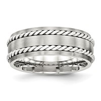 Stainless Steel Band with Sterling Silver Double Twisted Brushed 8mm view 1