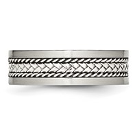 Stainless Steel Band with Sterling Silver Inlay Polished Brushed Edge 7mm view 3