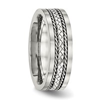 Stainless Steel Band with Sterling Silver Inlay Polished Brushed Edge 7mm view 4