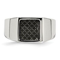 Chisel Stainless Steel Polished Carbon Fiber Inlay Signet Ring view 4