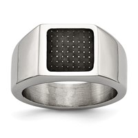 Chisel Stainless Steel Polished Carbon Fiber Inlay Signet Ring view 1