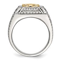 Stainless Steel Polished Ring with Sterling Silver Yellow IP-plated Anchor view 2