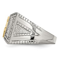 Stainless Steel Polished Ring with Sterling Silver Yellow IP-plated Anchor view 3