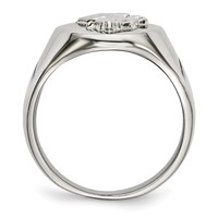 Chisel Stainless Steel Polished Ring with Sterling Silver Praying Hands view 2