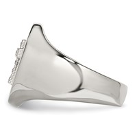 Chisel Stainless Steel Polished Ring with Sterling Silver Cross and CZ Signet view 3