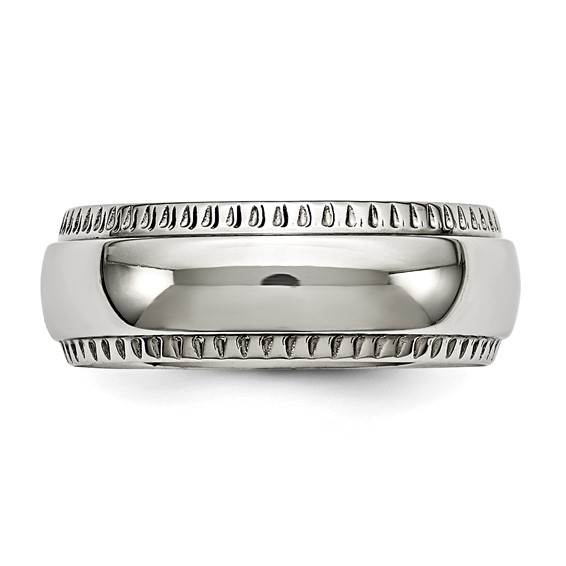 Chisel Stainless Steel Polished 8mm Textured Edged Band