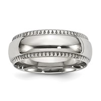 Chisel Stainless Steel Polished 8mm Textured Edged Band view 1