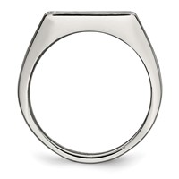 Chisel Stainless Steel Polished Black Enameled CZ Signet Ring view 2