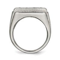 Stainless Steel Polished Black Enameled Dad Ring with CZ view 2