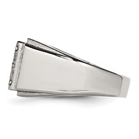 Stainless Steel Polished Black Enameled Dad Ring with CZ view 3