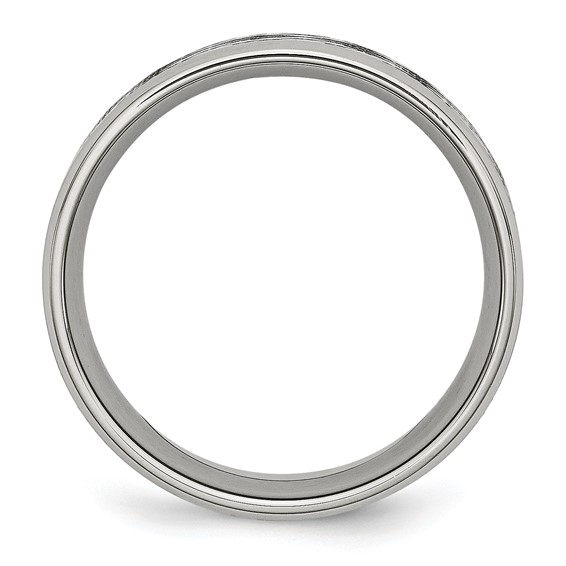 Stainless Steel Polished and Textured w/CZ 8mm Band