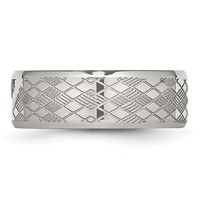 Stainless Steel Polished and Textured Band with CZ 8mm view 3