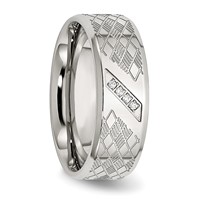 Stainless Steel Polished and Textured Band with CZ 8mm view 5
