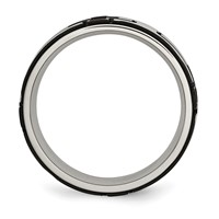 Stainless Steel Polished Black IP-plated Band with CZ Cross 8mm view 2