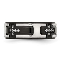 Stainless Steel Polished Black IP-plated Band with CZ Cross 8mm view 3