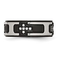 Stainless Steel Polished Black IP-plated Band with CZ Cross 8mm view 4