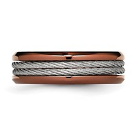 Stainless Steel Ridged Edge Brown IP-plated Band with Cable 7mm view 4