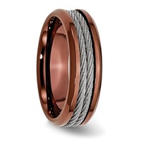 Stainless Steel Ridged Edge Brown IP-plated Band with Cable 7mm view 5