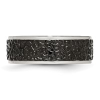 Stainless Steel Polished and Textured Black IP-plated 8mm Band view 3