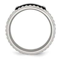 Stainless Steel Brushed and Polished Black IP-plated Faceted 8mm Band view 2