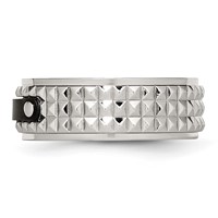 Stainless Steel Brushed and Polished Black IP-plated Faceted 8mm Band view 3