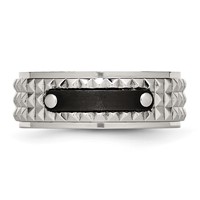 Stainless Steel Brushed and Polished Black IP-plated Faceted 8mm Band view 4