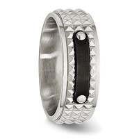 Stainless Steel Brushed and Polished Black IP-plated Faceted 8mm Band view 5
