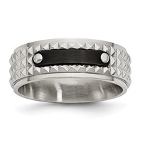 Stainless Steel Brushed and Polished Black IP-plated Faceted 8mm Band view 1