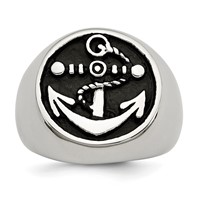 Stainless Steel Antiqued and Polished Anchor Ring view 1